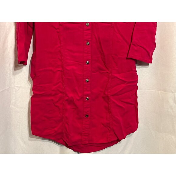 Guess Womens Pink Button-Up Tunic Shirt Dress With 3/4 Sleeves & Chest Pockets - Picture 5 of 10